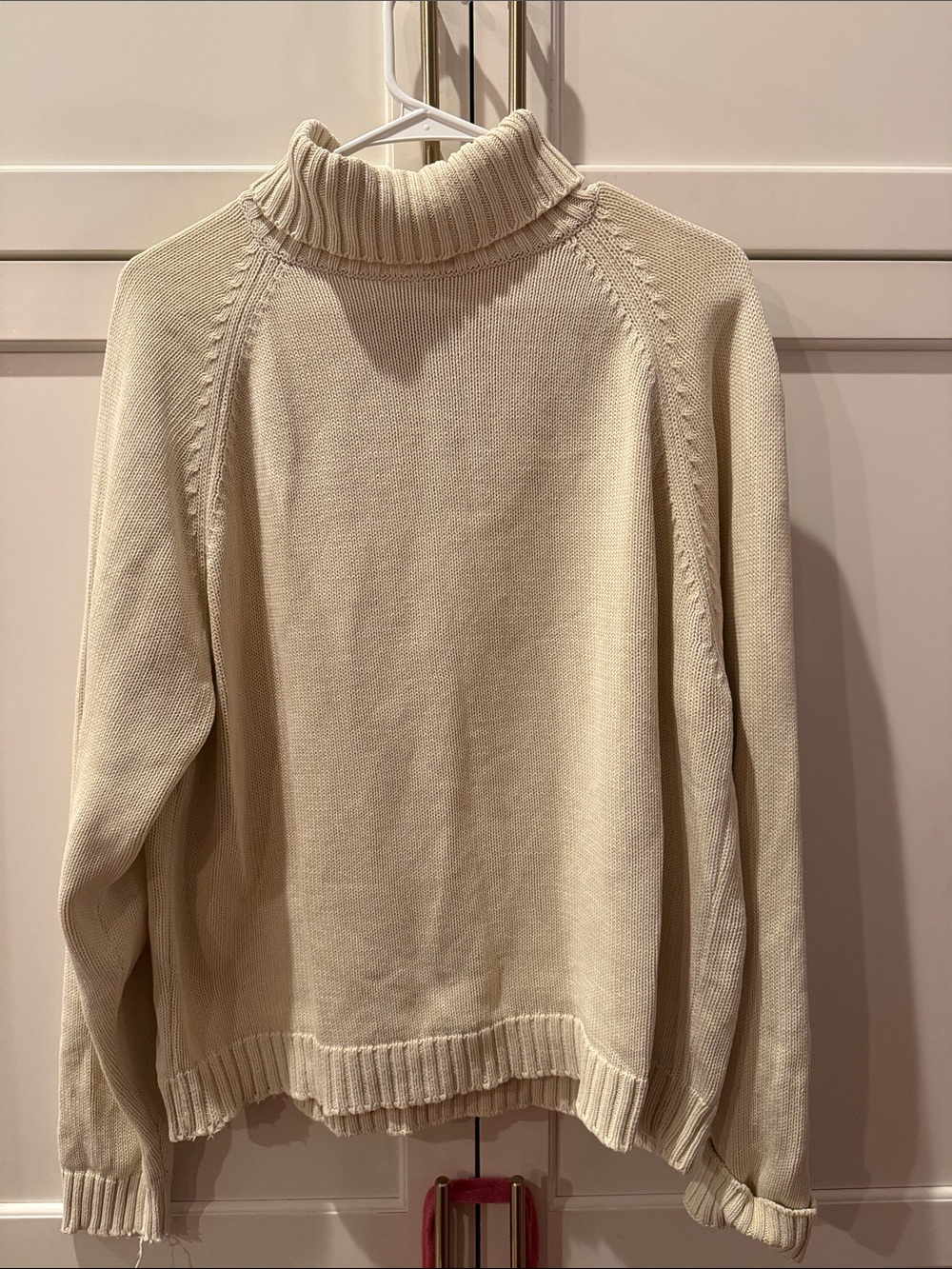 Vintage Lands' End Cream Turtleneck Sweater Made in the USA 100% cotton